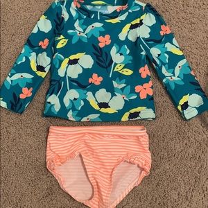 Carters 12 Month girls bathing suit with rash guard